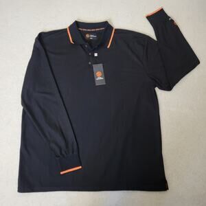 NWT Total Rewards Men's 2XL Long Sleeve Polo Shirt Collar Black Orange